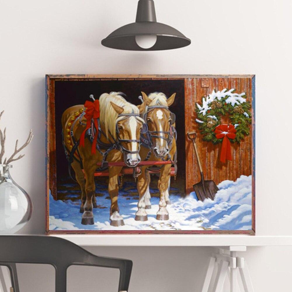 Diamantstickerei Pferd Diamantmalerei 5D Tier Mosaikbild aus Strass Weihnachtsgeschenk
