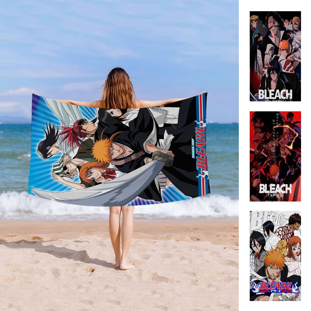 Anime B-Bleach Microfiber Blanket Quick Drying Beach Towels Oversized Printing Super Absorbent Pool Towel Blanket