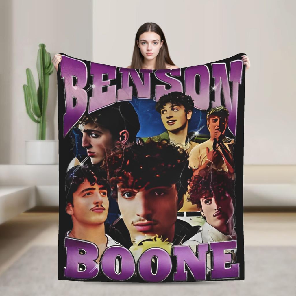 Benson Boone Vintage Style Blankets  Plush Funny Warm Throw Blankets for Bed Sofa Autumn/Winter