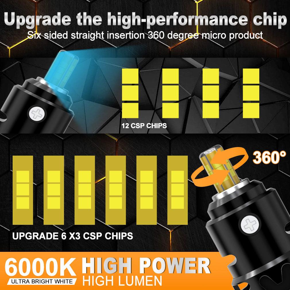 2Pcs 3D LED H7 Headlight Bulbs Canbus No Errors 6 Sided 1:1 Super 360 H7 Plug and Play Mini HeadLamp Size Wireless with Fan CSP Turbo Lamp 6000K 12V