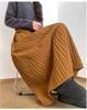 Women's High-Waisted Textured A-Line Mid-Length Skirt - Autumn/Winter Retro Pumpkin Fluffy Design