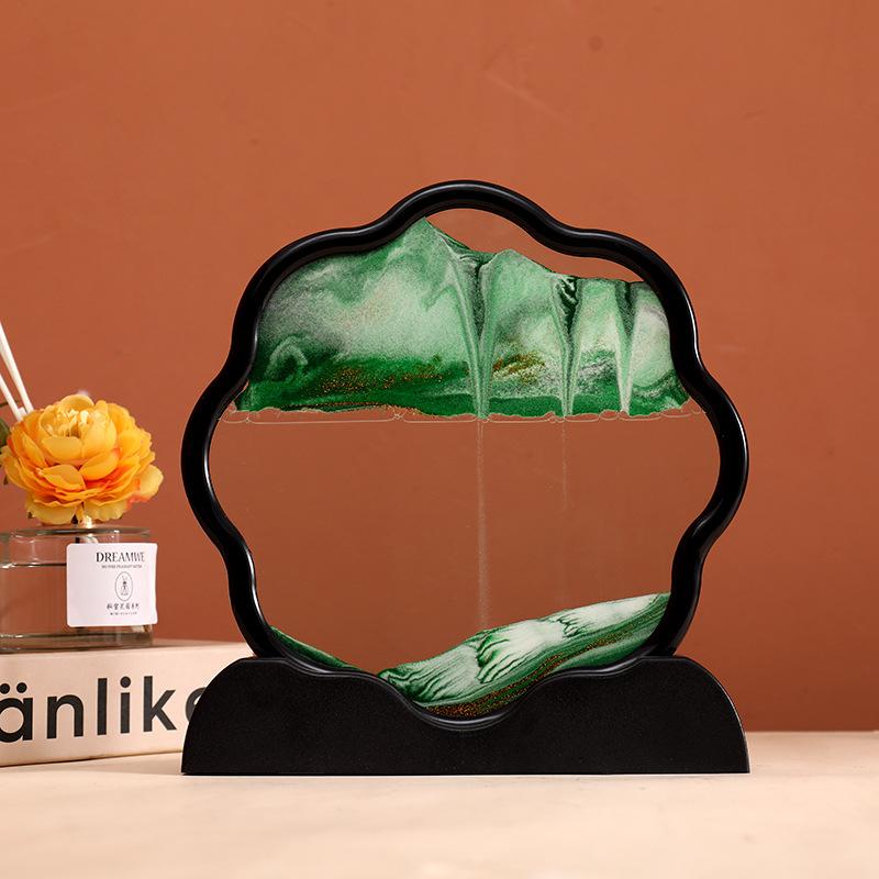 Sandscape Moving Sand Art Picture Quicksand 3D Liquid Hourglass Deep Sea Flowing Sand Painting Frame Office Home Decor Gifts