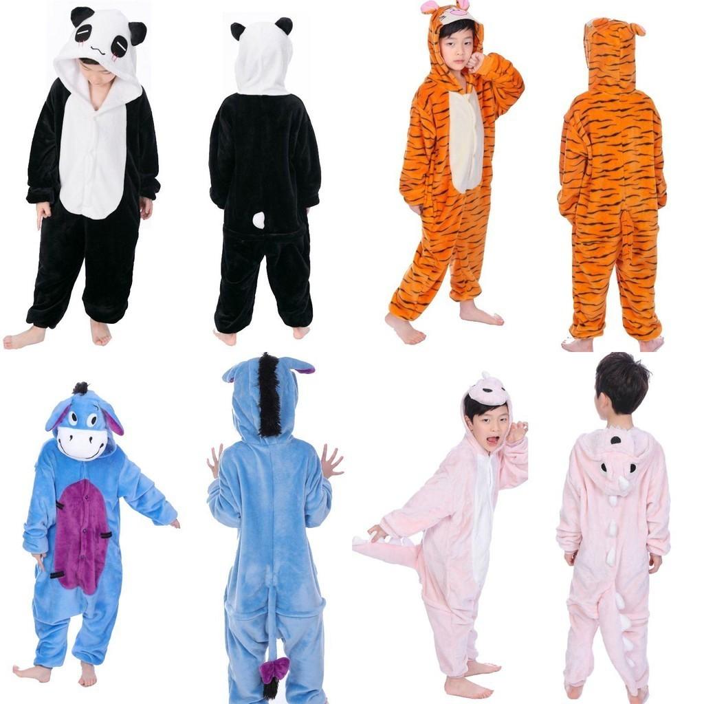 Adorable Animal Flannel Pyjamas For Kids Featuring Cozy Onesie Sleepwear With Pockets