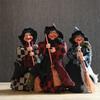 3Pcs Festival Witch Ornament Handmade Cloth Broom Wizard Figurine Decoration For Shop Window Display Indoor and Outdoor