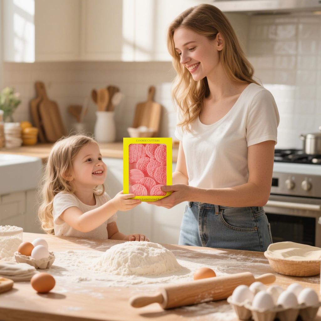 10 Piece Christmas Ornament Cookie Cutters, 3d Raised Design Cookie Stamps, Round Ornament Baking Molds