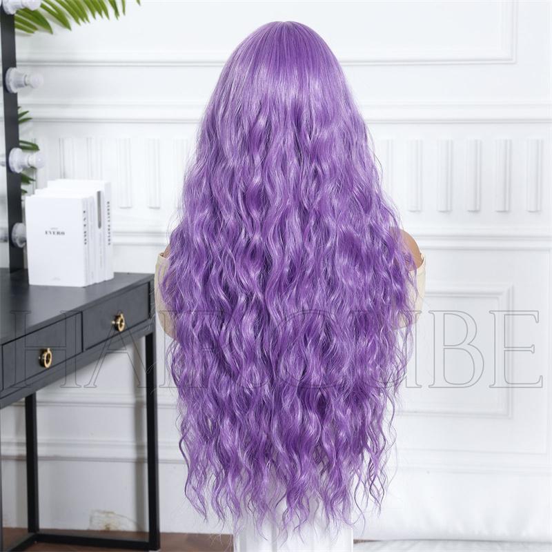 Synthetisches Haar Schwarz Lila Ombre Perücke Lange Body Wave Perücke Natürliche Water Wave Frisur Sexy Damenperücke für Frauen Cosplay