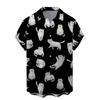 Hawaiian Flower Shirt Men's Summer Thin Loose Large Size Short-sleeved 3D Digital Print Cat Pattern Street Personality Shirt