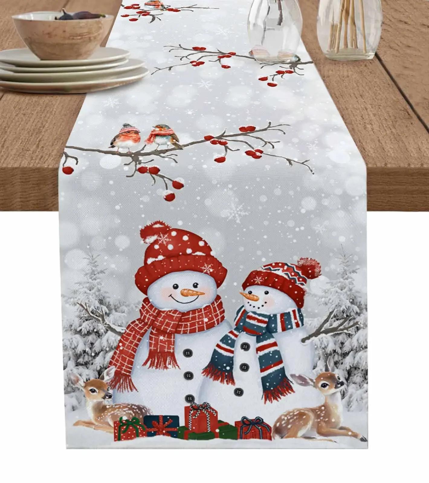 

Рождественские листья пихты серебристой Снежинки Текстура дерева Лен Подкладки на стол Кухонное украшение Подкладка на стол Праздничные принадлежности для вечеринки 33x91cm