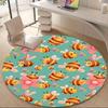 1PC Bee Floral Office Round Area Rug, Mat Suitable For Office, Under Office Chairs Bedroom Living Room Home Decor, Room Deco