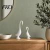 Niche Art Gift 2Pcs 3D Printed Swan Figurine, Artistic Sculpture with Stable Base, Decorative Double Ornament Ornaments, Minimalist Animal for