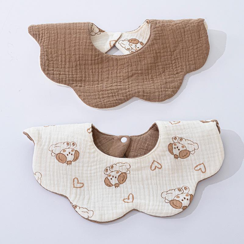 Double-Sided Waterproof Cotton Baby Bib - 360° Rotating, Breathable Gauze Saliva Towel