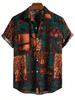 Camisa de Manga Corta con Estampado Vintage, Esencial Casual de Verano
