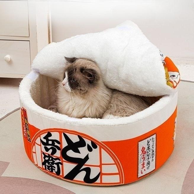 

Creative Cat Bed Sponge Large Cats Beds Pet Kitten Small Dog Cats Sofa Beds with Lid Puppy Kitten Indoor Pet Funny Product Small оранжевый
