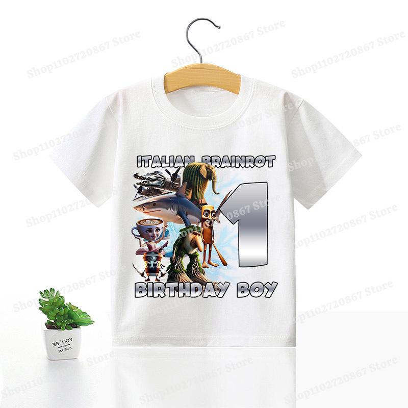 Tung Tung Tung Sahur Children T-shirt Italian Brainrot Creative Cartoon Short Sleeve Household Clothes Top Fashion Anime Kid Tee