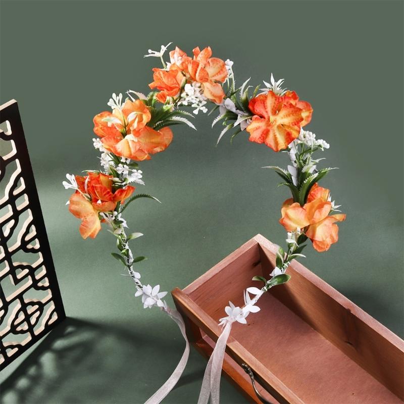 Pastoral Flower Shape Headband for Traveling Taking Photo Spring Girl Ethnic Hair Hoop Wedding Party Bride Hairband