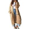 2026 Autumn/Winter V-neck Extended Cardigan with Twisted Rope Design, Available in 2 Colors