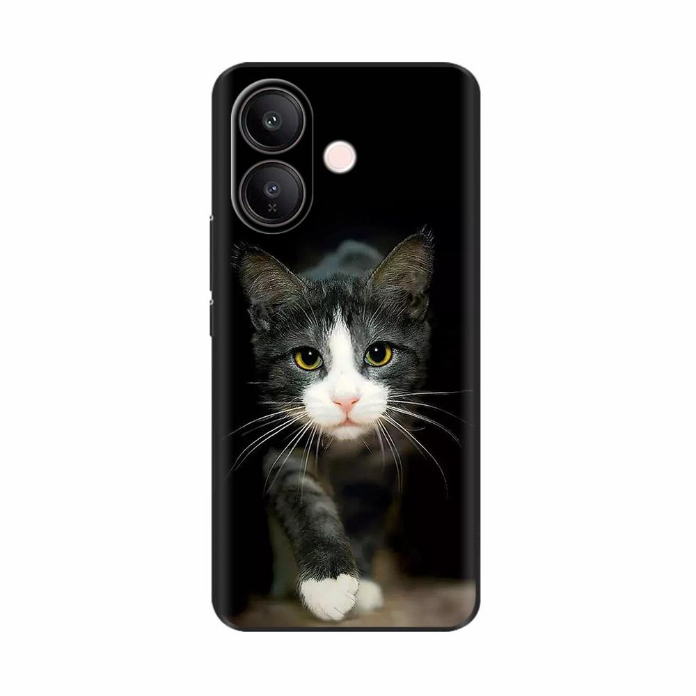 For Vivo V60 Lite 4G Phone Case Flowers Patterns Soft Black Silicone Protective Shell Back Cover For Vivo V60 VivoV60 Lite Funda