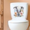 Playful Hand Painted Elephant with Flowers Toilet and Wall Sticker Set Waterproof Self-Adhesive Removable Decal for Bathroom WC Decoration