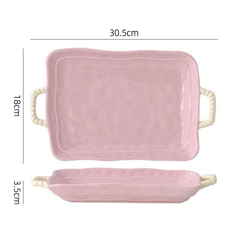 Ins Color Matching Advanced Sense Ceramic Handle Bowl Baking Bowl Atmosphere High Value Instant Noodle Bowl Salad Fruit Yogurt Bowl