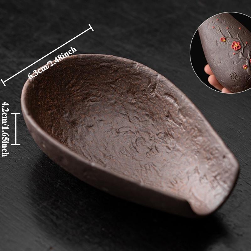 Hand-kneaded Rock Mud Tea Scoops Ceramic Spoon Shovel Chinese Kung Fu Incense Accessories Tea Ceremony Teaware Kitchen Household