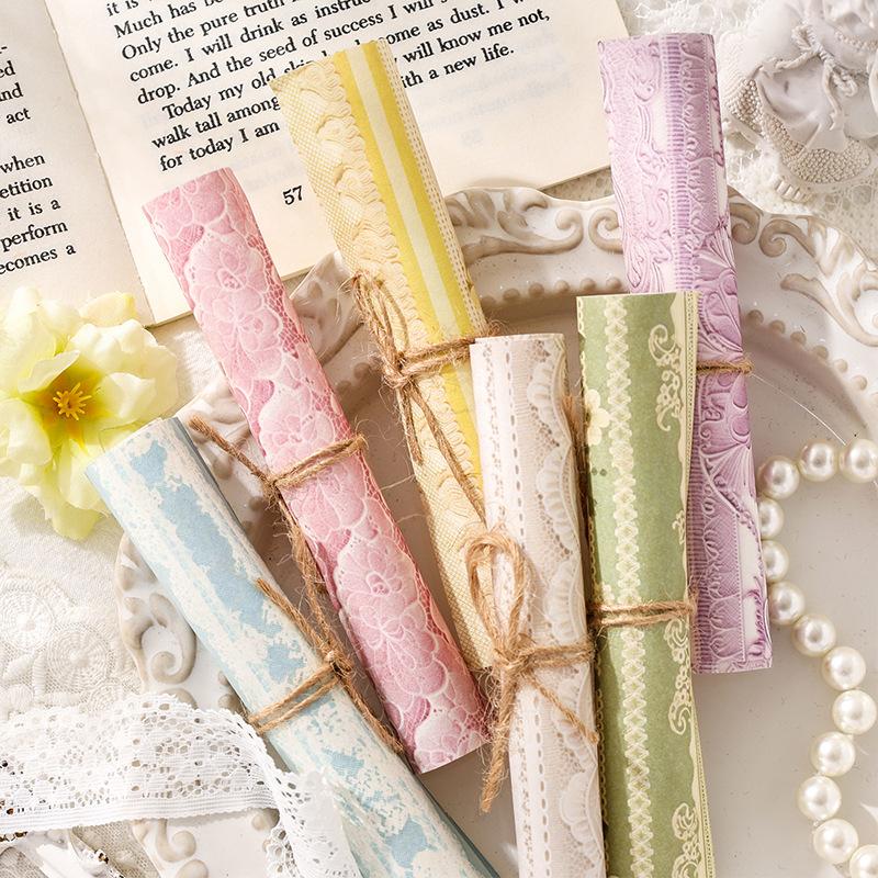 30 Sheets European Vintage Lace Paper, Journal Album Decor Paper, DIY Collage Background Material