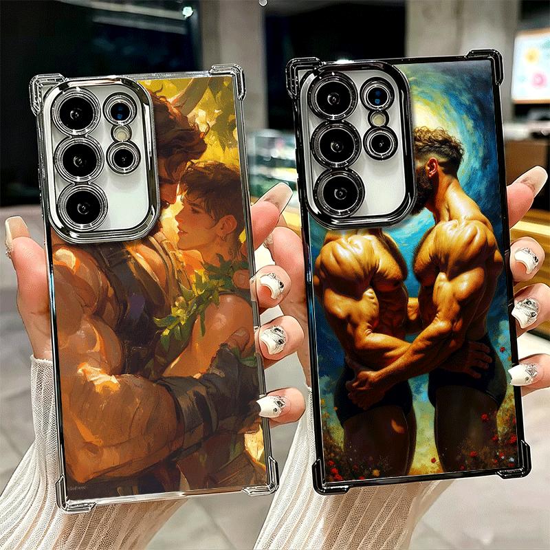 Muscle Man Gay Fitness Soft Phone Case For Samsung Galaxy S26 Ultra S25 Edge S24 FE S23 Plus S22 S21 + S20 Plating Anti-Fall Fun