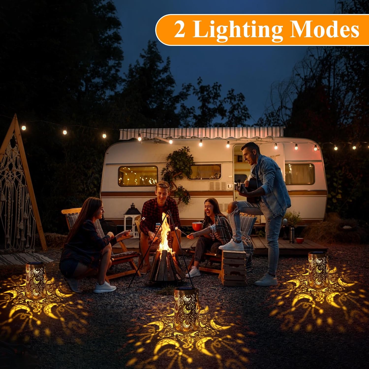 

Solar Lantern Outdoor Lights, Waterproof Retro Metal Moon Decor for Patio, Balcony, Yard Hummingbird