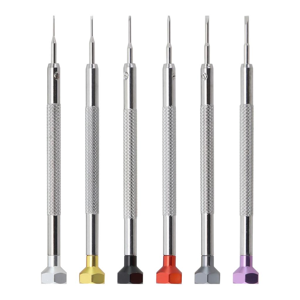6pcs Colored Slotted Screwdriver Set 0.6-1.6mm Hexagonal Head Steel Repair Tool For Watch Glasses Electronics