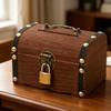 Wooden Piggy Bank Vintage Treasure Chest Shaped Money Saving Bank for Home Decor Party Display 14x10x10cm with Lock