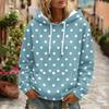 Women's Polka Dot Print Hooded Long Sleeve Sweatshirt with Pocket and Casual Top
