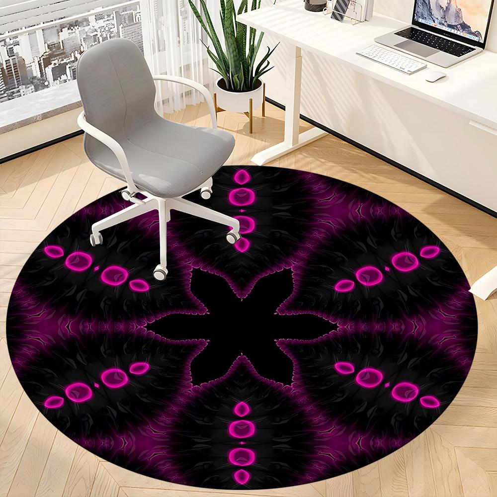 1pc Purple Abstract Pattern Office Round Rug, Non-slip, Soft and Durable Office Rug for Interior Decoration, Perfect for Office, Beautiful Decoration