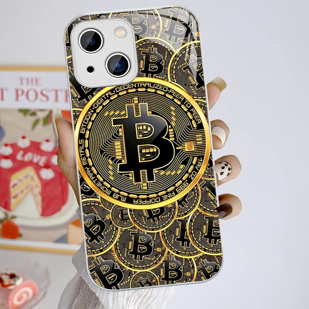 

B-Bitcoin For IPhone 14 13 12 Mini 11 Pro XS Max X XR 14 Plus Tempered Glass Cover iphone X