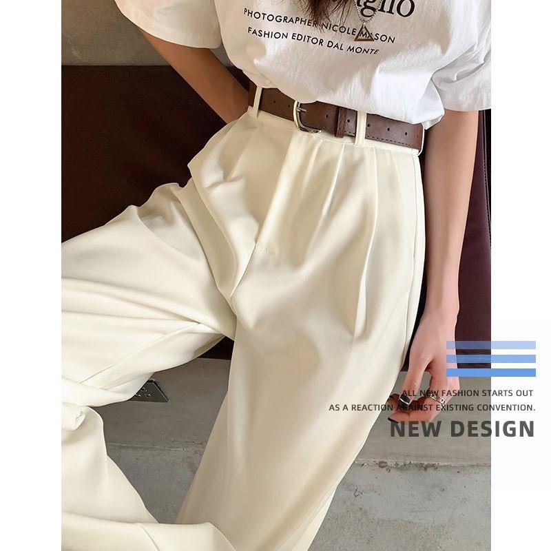 

Women s High-Waisted Wide-Leg Suit Pants – Spring/Summer, Floor-Length, Loose Fit, Petite-Friendly, Trendy S for under 95 lbs