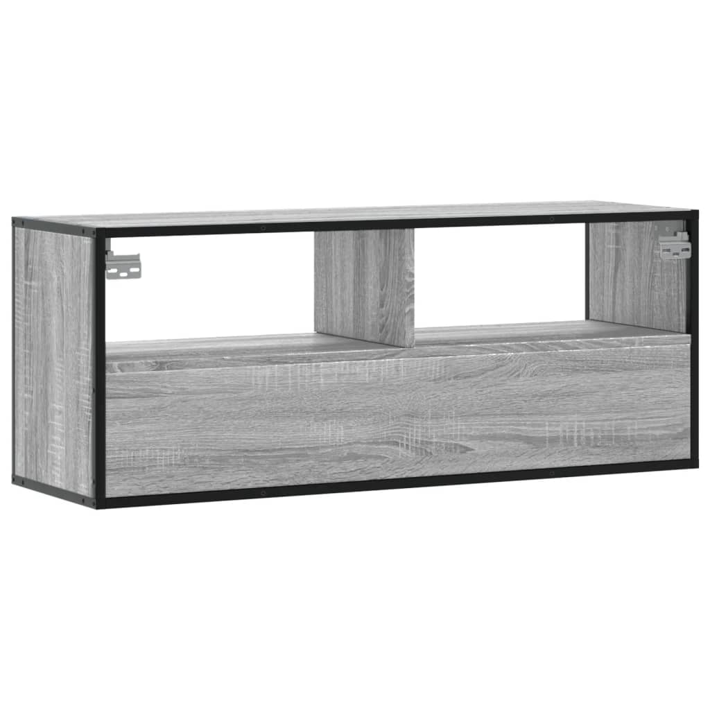 TV Stand Grey Sonoma 100 x 31 x 39.5 cm Particleboard and Metal
