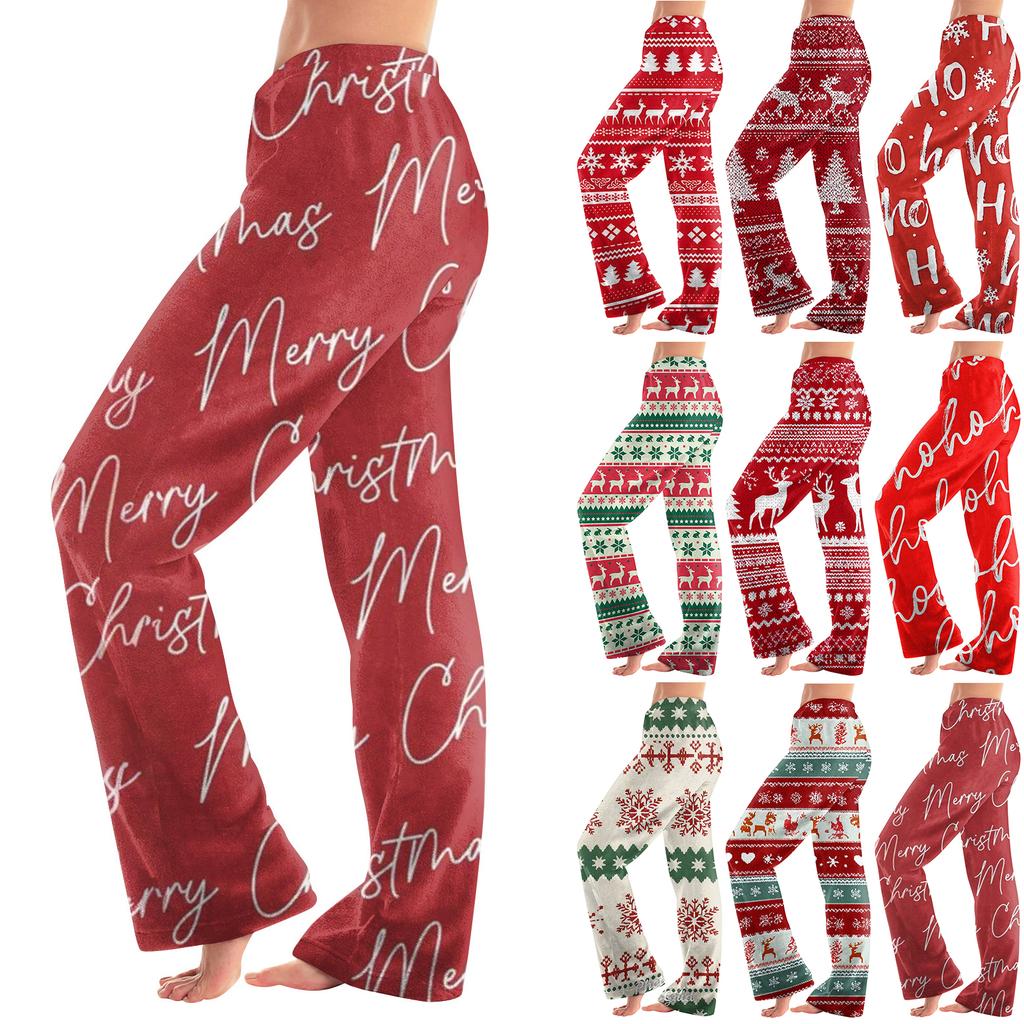 Women  Winter Plaid Pants Full Length Long Trousers Sports Pants