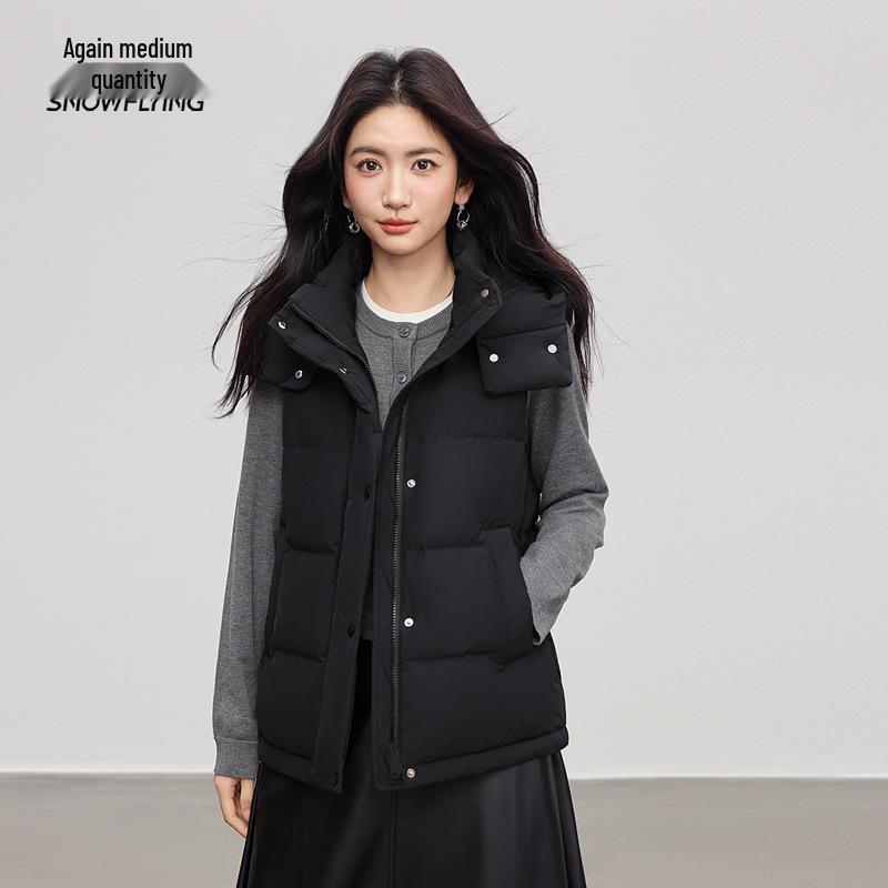 Women's Stylish Genuine Down Vest - Warm Short Winter Outerwear
