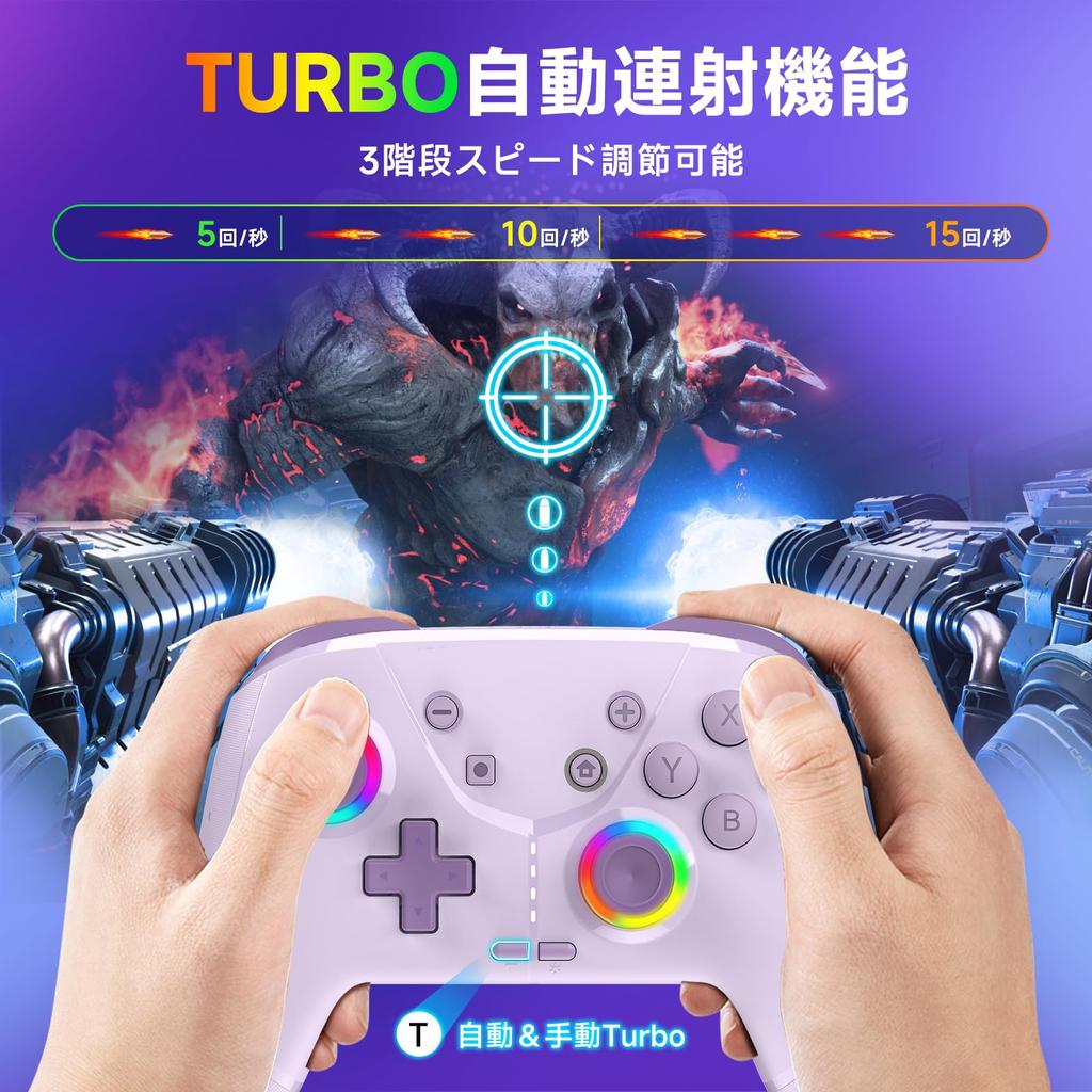 For Switch 2 Compatible with Switch Turbo Rapid Back Macro RGB Gyro HD Bluetooth Compatible with Japanese Instruction Manual Included [New 2025]