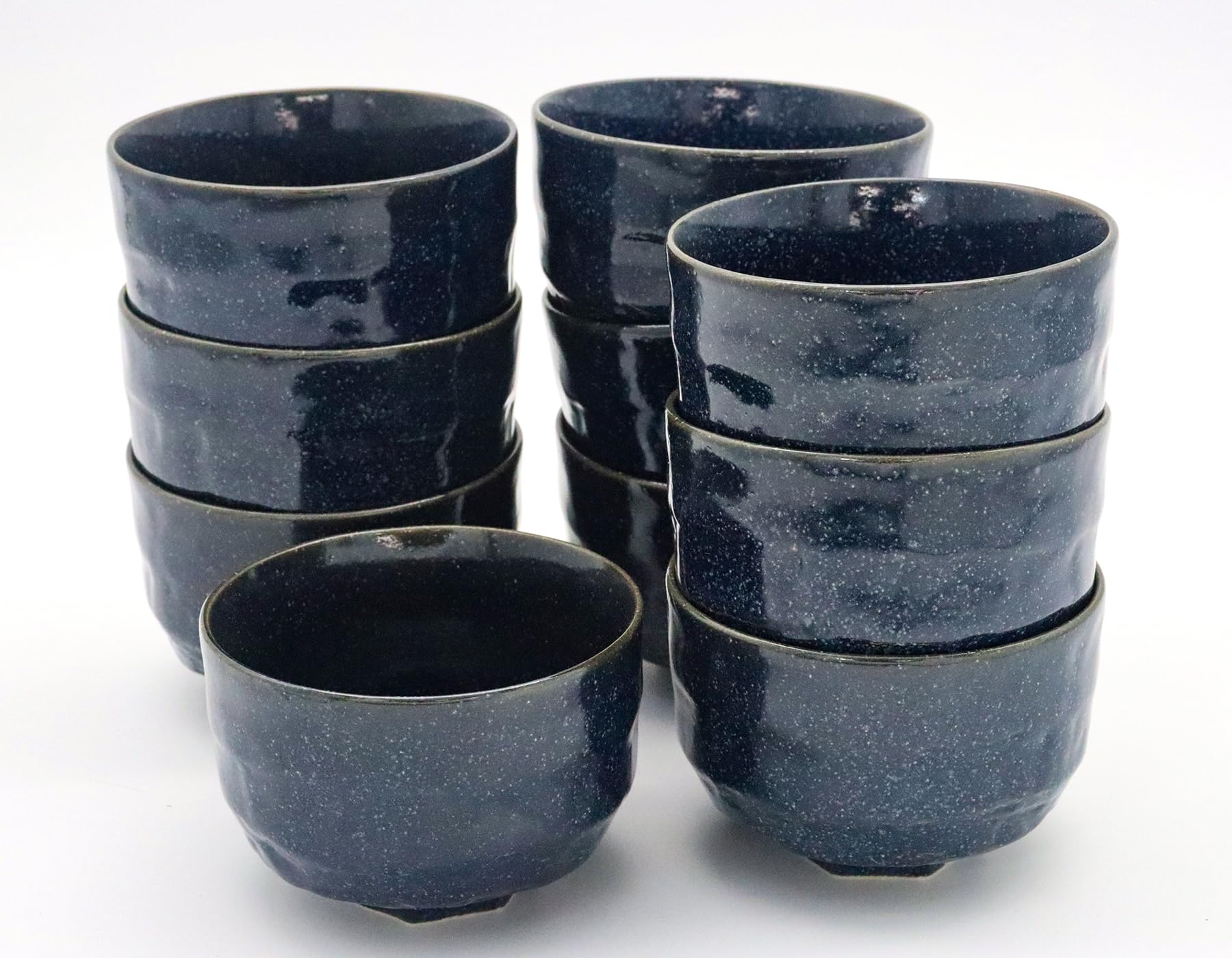 

Mino Ware Japanese Cafe Series Echigo Bowls Small Indigo Set of 10 H7 x W10 x [Matcha & Bowls] Snow, (Size D10cm)