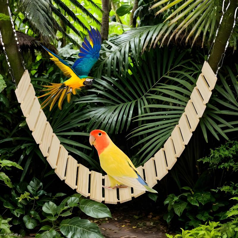 Chicken Swing Weatherproof Wooden Bird Stand Heavy Duty Enrichment Toys Boredom-Relief Chicken Coop Accessories for Rooster