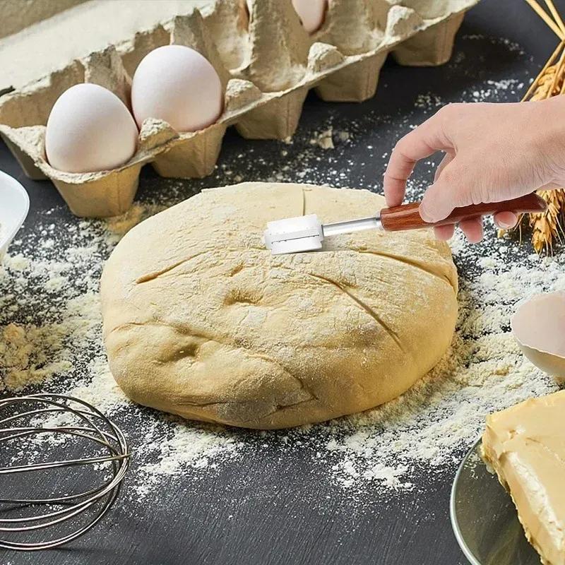 Nya Bakverktyg i Trä Brödskärare Snittverktyg Brödskårare Bladkniv Handtag Lame Markering med 5 Blad Europeisk Brödskärning