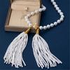 Imitation Pearls Bead Necklace Tassels Choker Elegant Fringes Neckchain Ornament