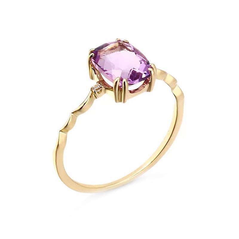

Romantic And Elegant Lavender Crystal Rings For Women Small Square Wave Design Light Luxury Engagement Jewelry Adjustable resizable