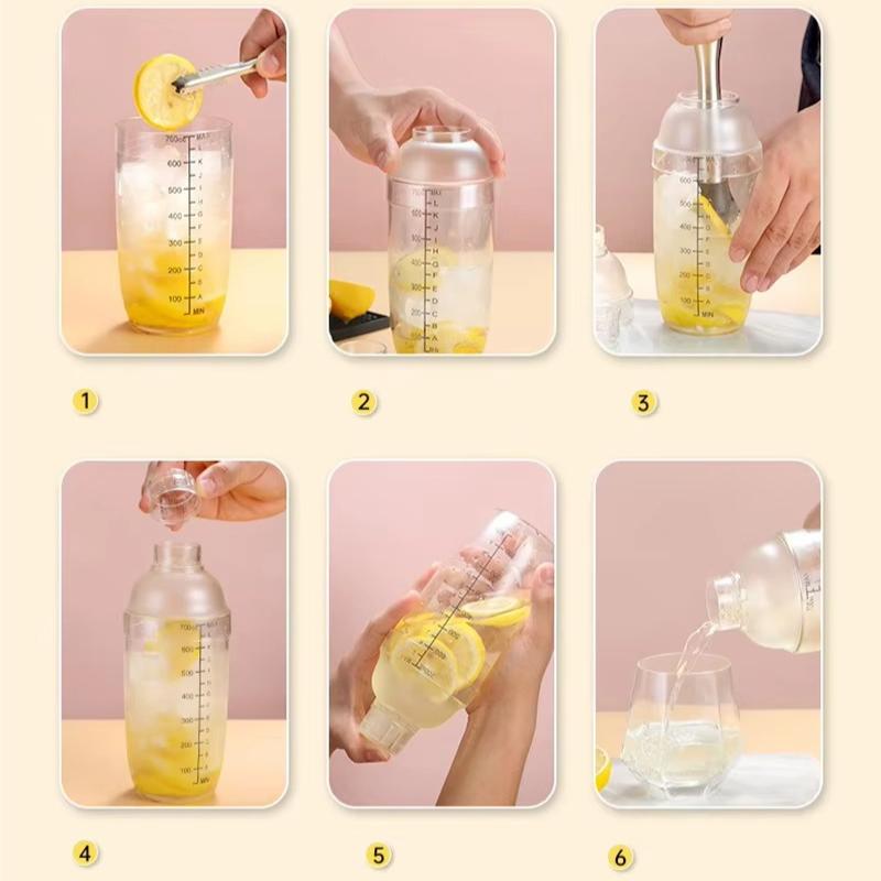 1PC Milk tea hand cranked shaker 500ml/700ml milk tea wine beverage shaker PC shaker with graduations Hand made lemon tea tool