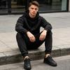 Comfortable Men Sportswear Hoodie Pants Two Piece Set for Men, Sports Hooded Sweatshirt Mens Athletic Tracksuit & Drawstring Sweatpants, Fall