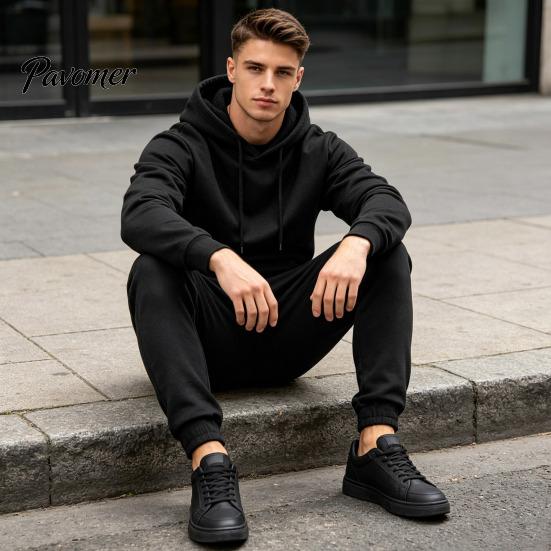 Comfortable Men Sportswear Hoodie Pants Two Piece Set for Men, Sports Hooded Sweatshirt Mens Athletic Tracksuit & Drawstring Sweatpants, Fall