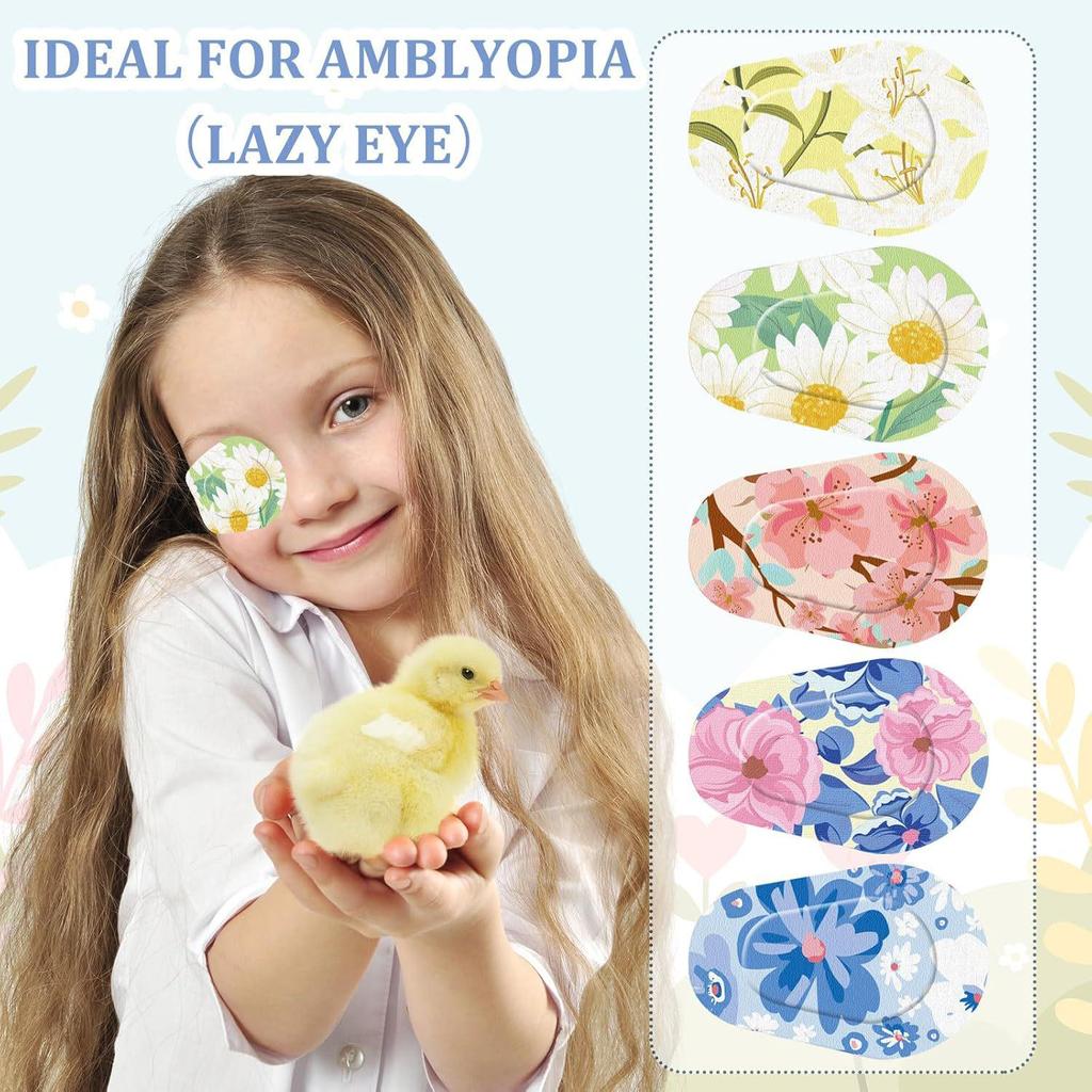 Dětská oční náplast na tupozrakost - Prodyšná, s plným krytím, kreslený design, korekce jednoho oka pro strabismus