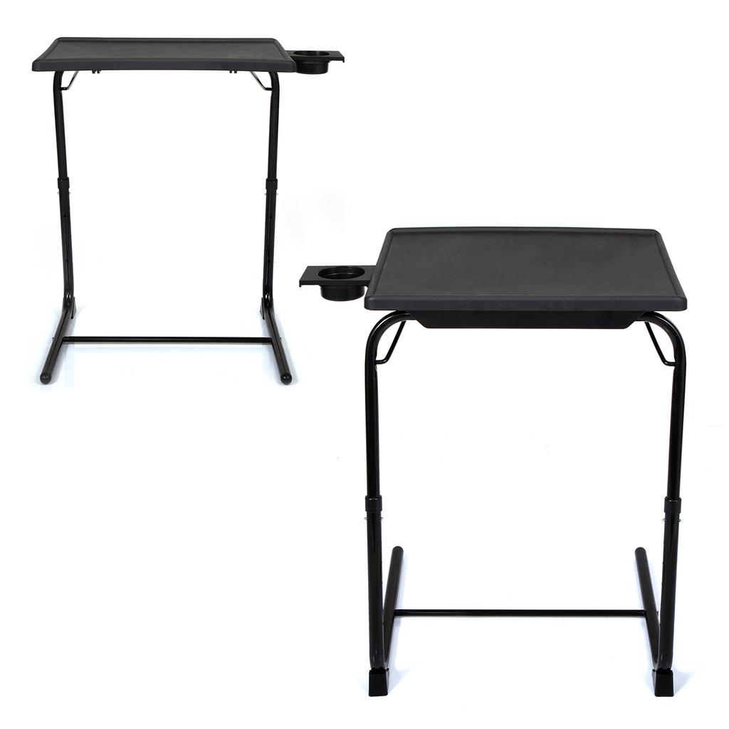 Set of 2 Portable Computer Table Office Desk Height & Angle Adjusting Furniture, Black