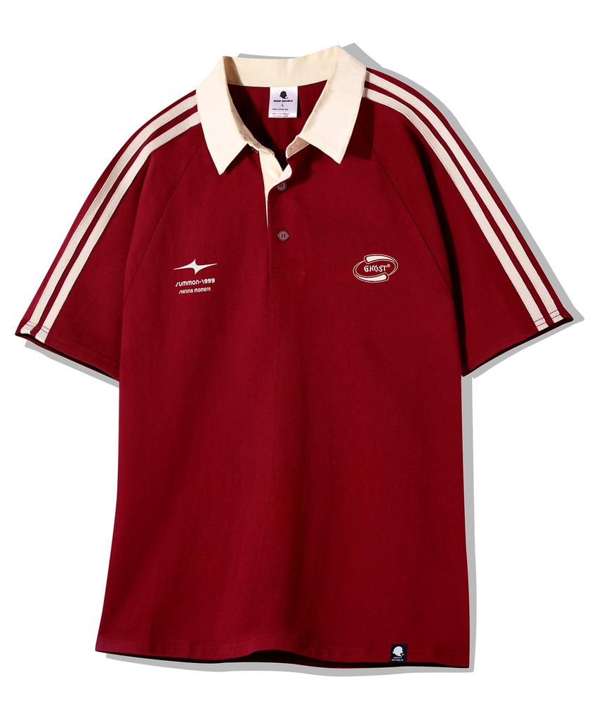 GHOST REPUBLIC Rugby Collared Short Sleeve Tee Gt-372_Wine