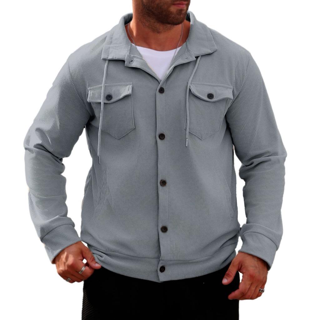 2025 Men's Hoodie, Autumn and Winter, Corduroy, Vintage Workwear Jacket, Multiple Pockets, Autumn and Winter Interior, Warm Top