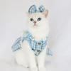 Breathable Cat Bow Pearl Coat Cute Pet Windbreaker Pet Clothes Puppy Plaid Dress  Autumn Winter